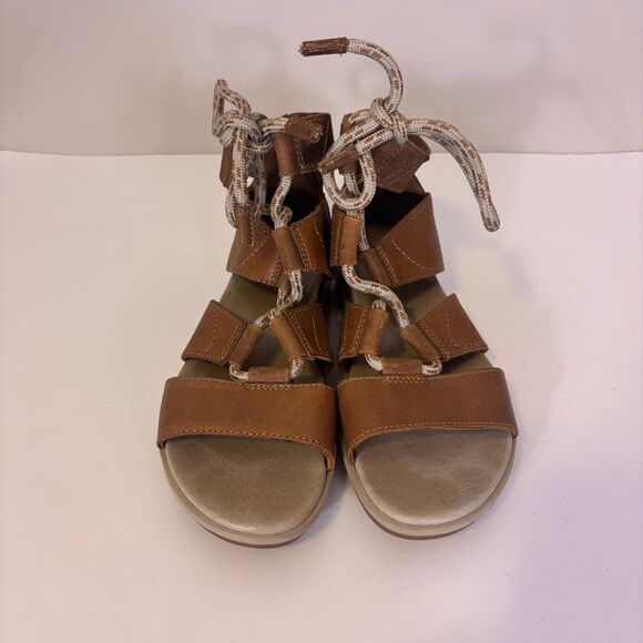 Sorel Women's Tan Leather Cutout Side Lace Up Sandals Size 7.5 - Picture 5 of 8
